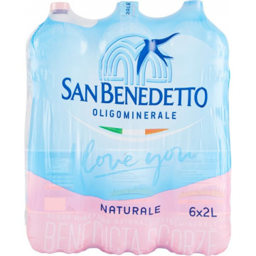 Acqua San Benedetto Naturale da 2 litri in plastica-PET - Scegli il numero di casse 2